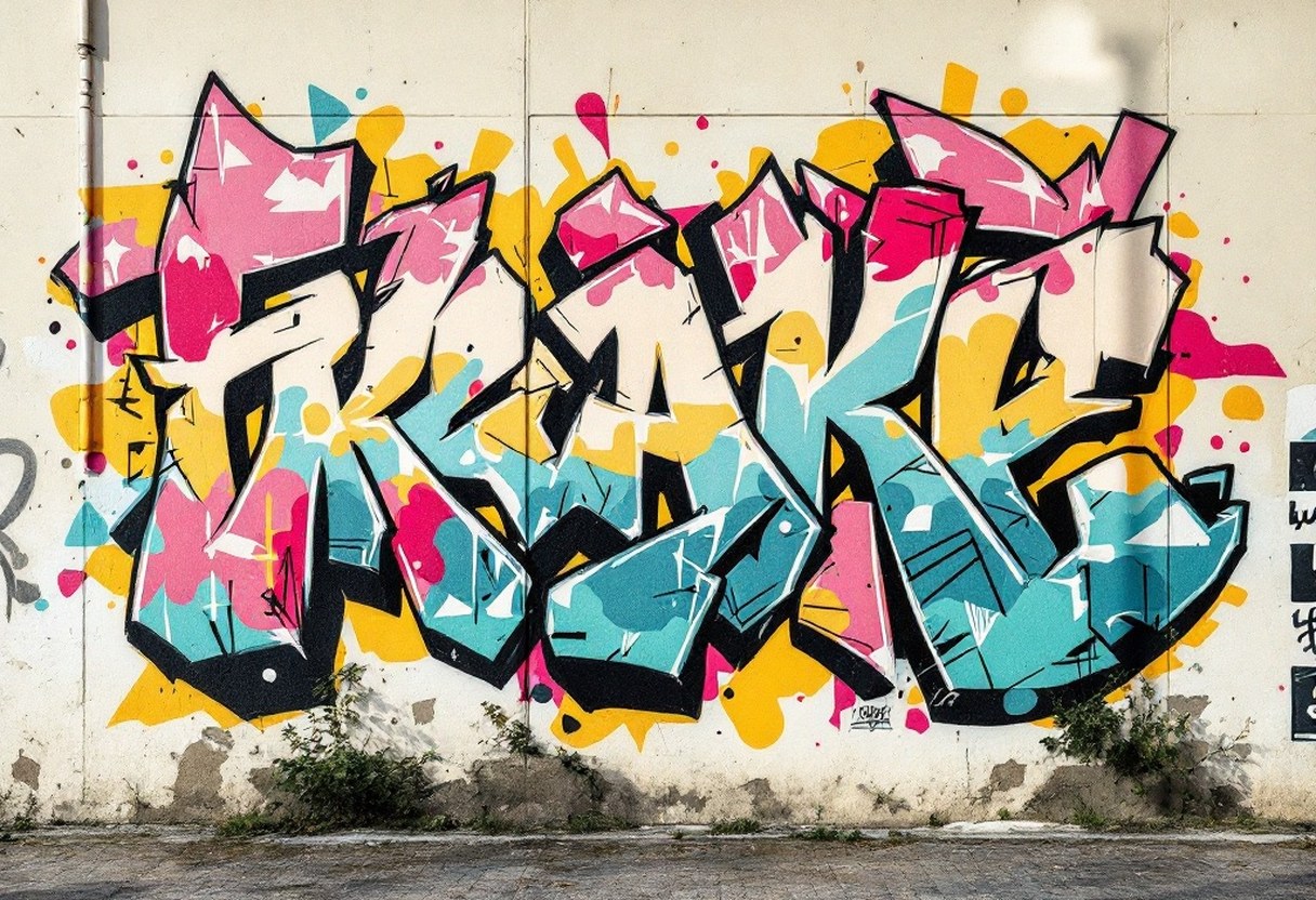 A richly detailed graffiti mural covering a large urban wall in Prague, with intricate lettering and vivid color gradients typical of Czech street art